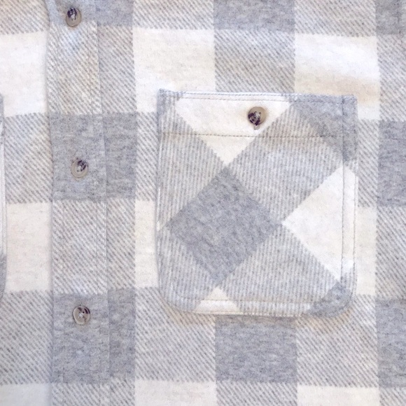 Cozy Fleece Buffalo Plaid Shirt Womens Plus Size XXL 2XL Grey White Stretch - Picture 7 of 10